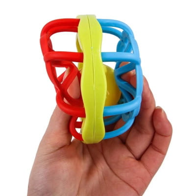 Baby mix silikónová elastická lopta s guličkou - ružová
