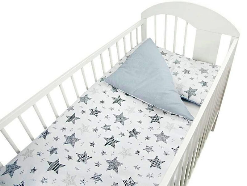 Obliečky do postieľky dvojfarebné biele so sivou 120x90cm - New star