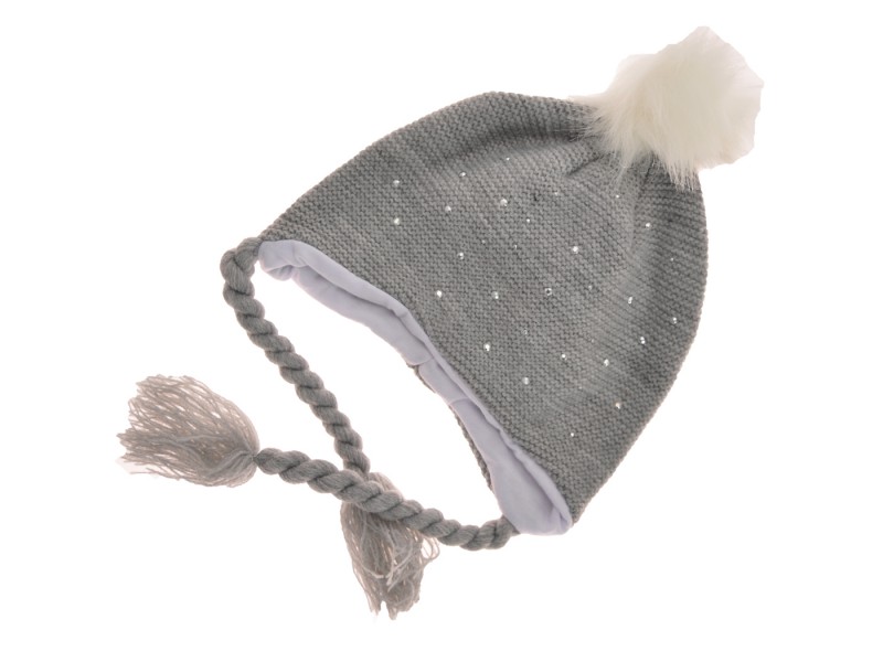 Zimná čiapka dvojvrstvová sv. sivá so striebornými kamienkami, obv. hlavy 42-44 cm