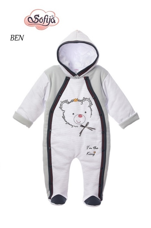 Zimný overal biely so sivou SOFIJA - Ben, veľ. 56