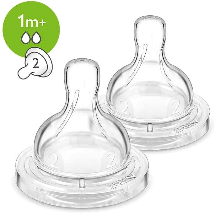 2 cumlíky na fľašu AVENT Anti colic a Classic +, prietok cumlíka 2, 1m+