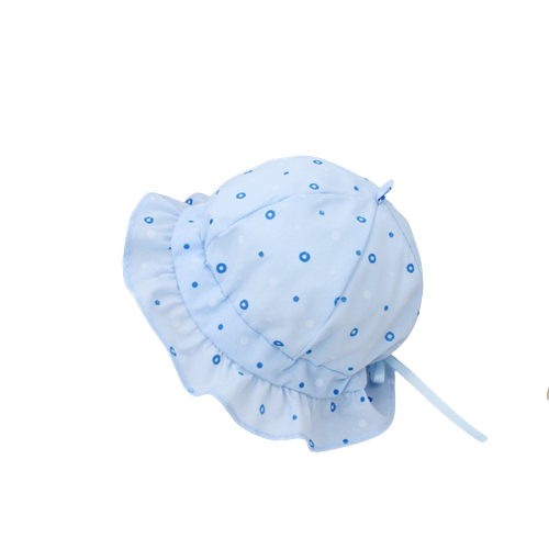 Letný bavlnený klobúčik modrý s guličkami, obvod hlavy 41-43 cm