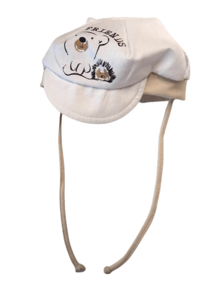 Bavlnená letná čiapka pre chlapčeka biela s béžovou - Friends, obv. hlavy 40 cm