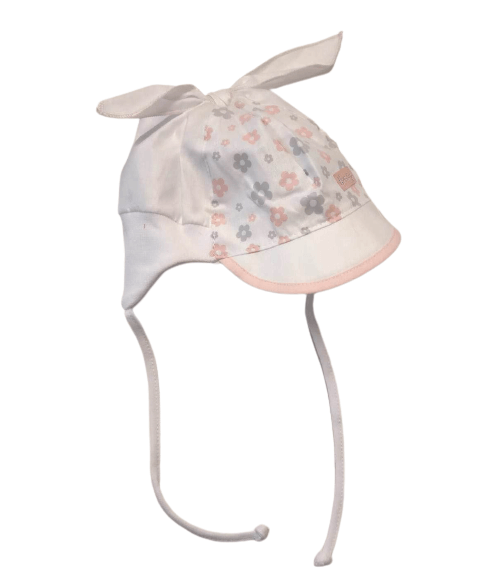 Letná čiapka pre dievčatko biela so svetlo ružovou, obv. hlavy 42 cm