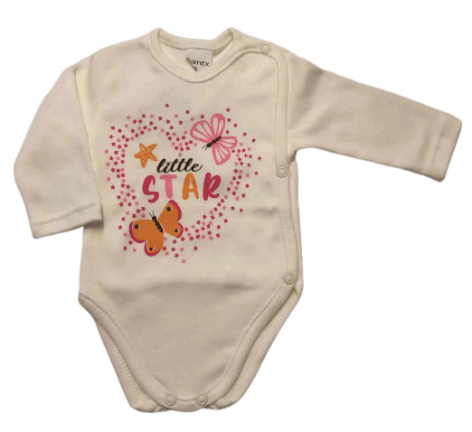 Body so zapínaním na boku smotanové - Little stars, veľ. 56