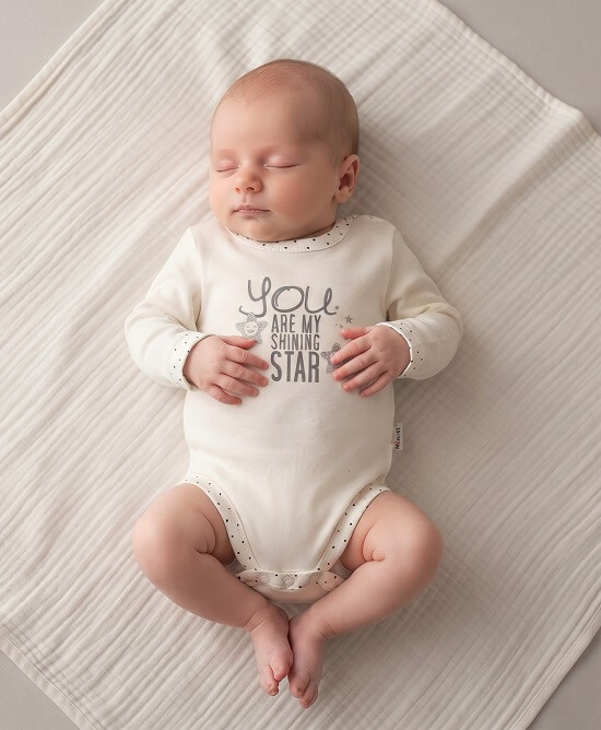 Body dlhý rukáv Mamatti smotanové - kolekcia Star, veľ. 68