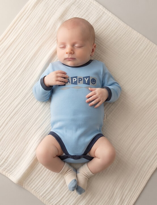 Body dlhý rukáv Mamatti sv. modré - Happy, veľ. 74
