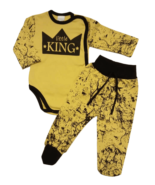 2 dielna súprava body + polodupačky horčicová - King, veľ. 68