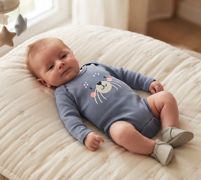 Body pre bábätko dlhý rukáv modré,  veľ. 62