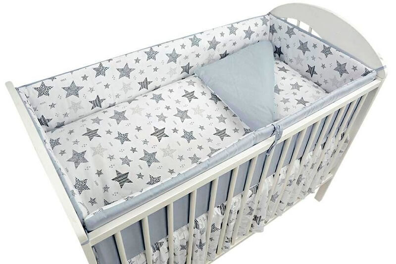 5-dielna sada do postieľky biela so sivou - New stars