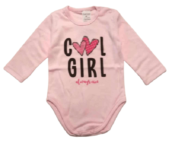 Dojčenské body bavlnené sv. ružové - Cool girl, veľ. 68