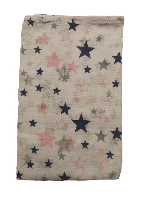 Bavlnená plienka biela s potlačou - Ružové a modré hviezdičky