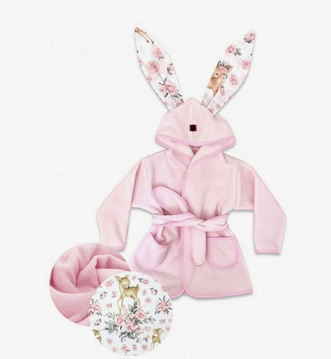 Detský termofroté župan s kapucňou sv. ružový - Sladká srnka, veľ. 98-104
