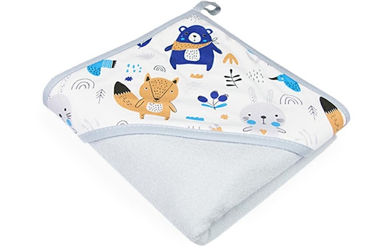 Detská termoosuška s kapucňou svetlo sivá 95 x 95 cm - Zvieratká