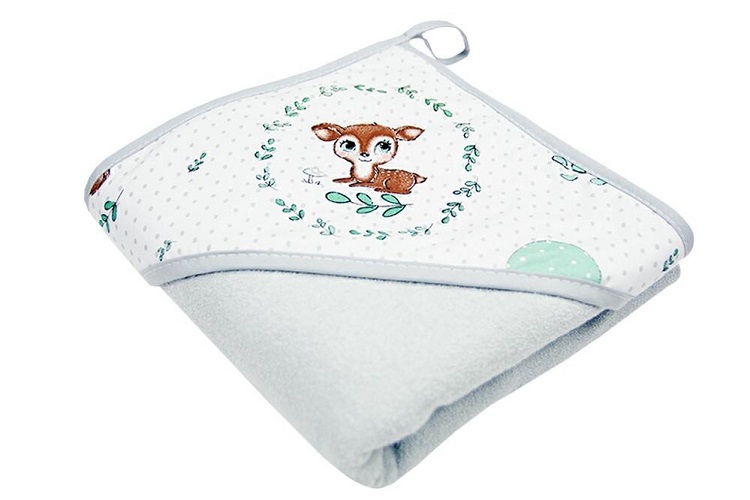 Detská termoosuška s kapucňou svetlo sivá 95x95cm - Srnka 