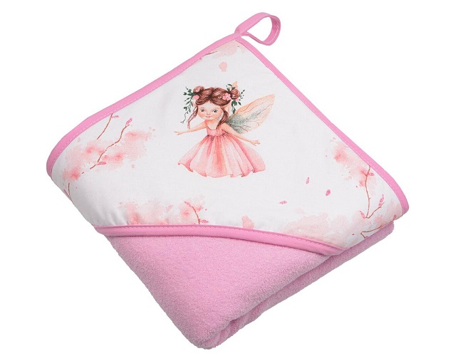 Detská termoosuška s kapucňou svetlo ružová 100x100 cm - Víla