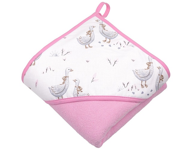 Detská termoosuška s kapucňou ružová 100x100 cm - Húsky