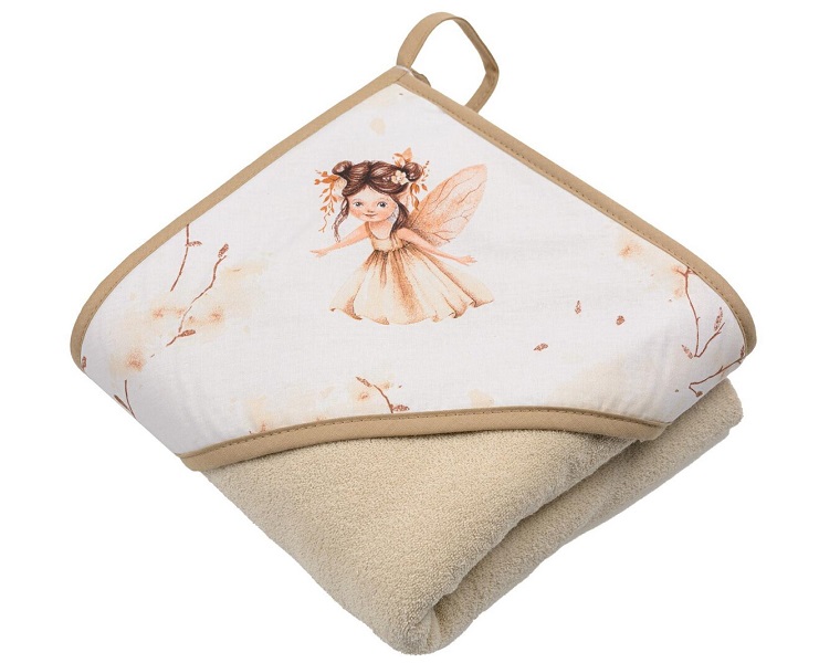 Detská termoosuška s kapucňou svetlo béžová 100x100 cm - Víla