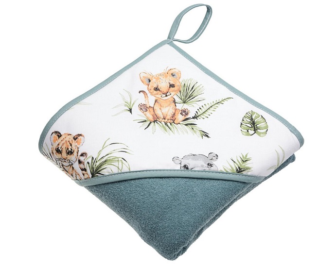 Detská termoosuška s kapucňou tmavo zelená 100x100 cm - Safari