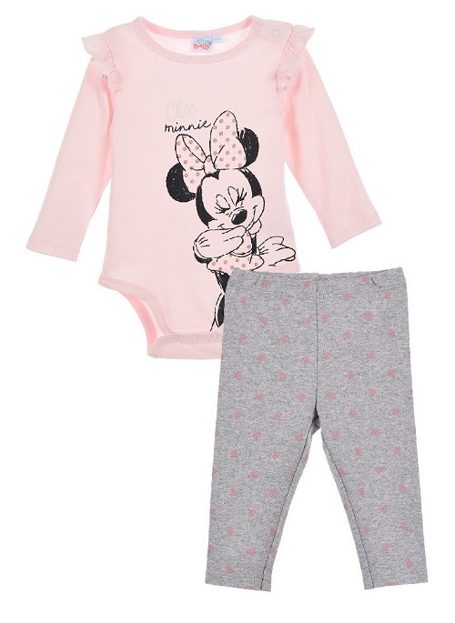 Disney set ružové body a sivé legíny - Minnie, veľ. 68