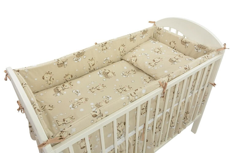  3 dielna sada (obliečky 120x90 cm+ mantinel 360 cm) béžová - Žirafky