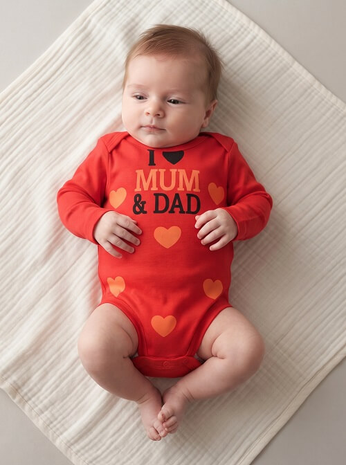 Body pre bábätko červené - I love, veľ. 74