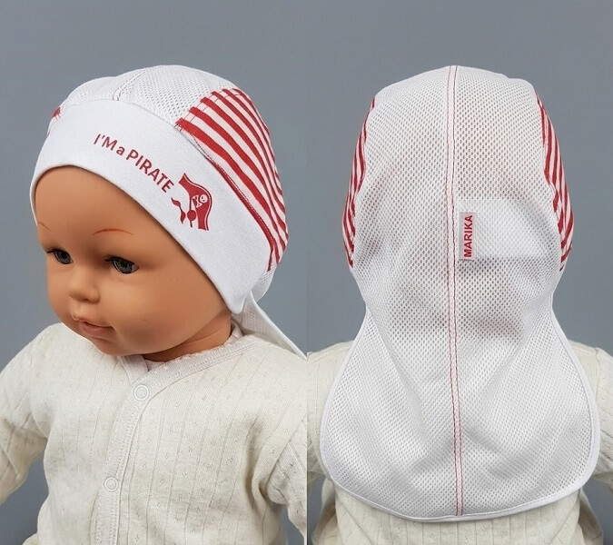 Letná čiapka biela s chráničom krku - Pirate, obv. hlavy 46 cm