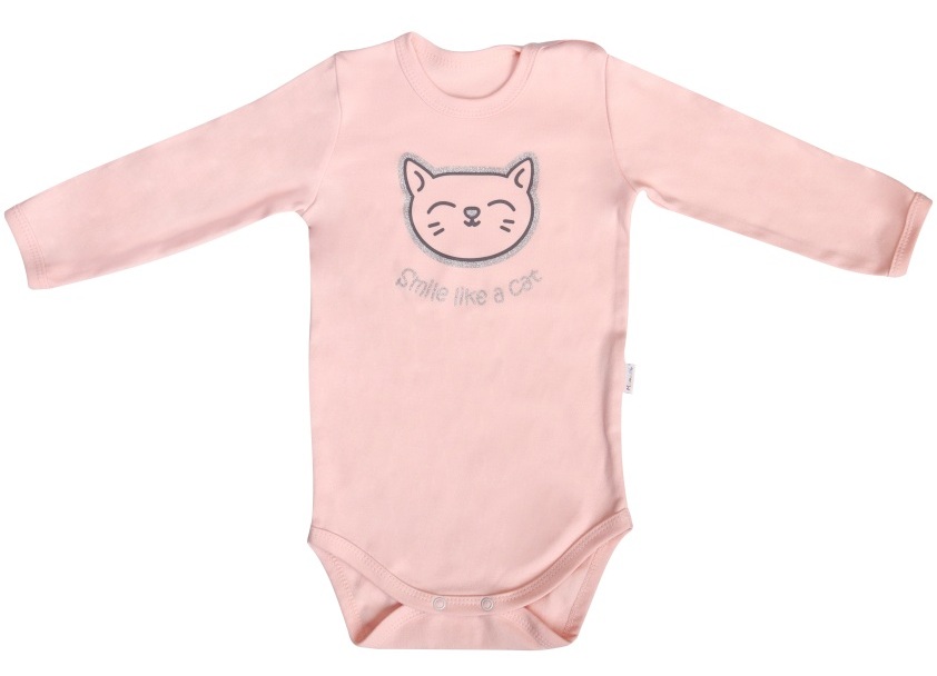 Body dlhý rukáv Mamatti ružové - kolekcia Cats, veľ. 68