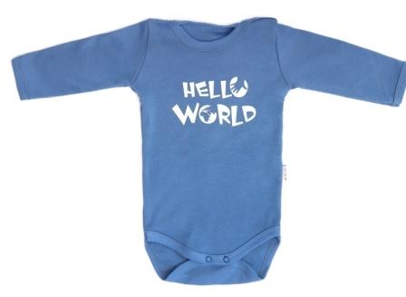 Body dlhý rukáv Mamatti modré - kolekcia Hello, veľ. 68