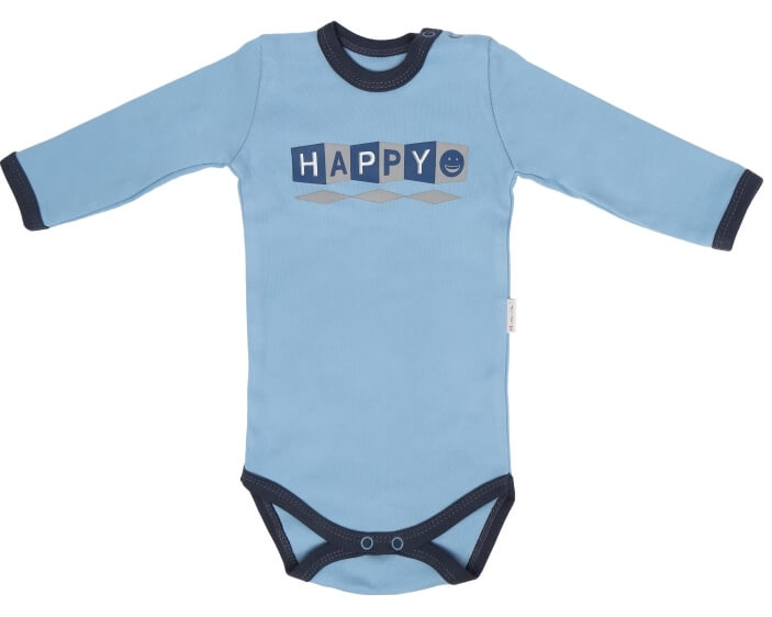 Body dlhý rukáv Mamatti sv. modré - Happy, veľ. 74