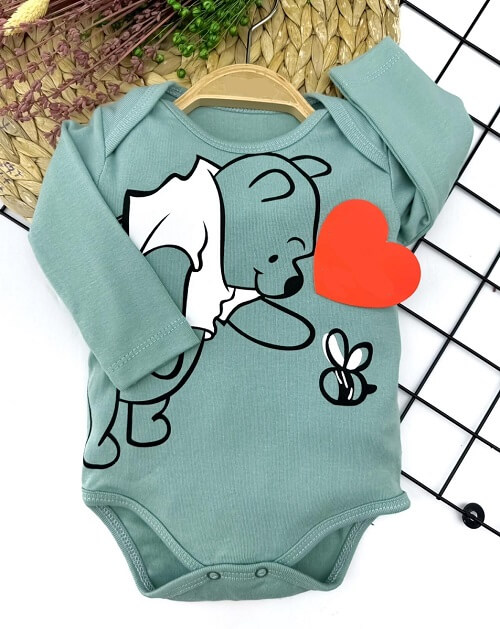 Body pre bábätko zelené - Macko Pooh, veľ. 80