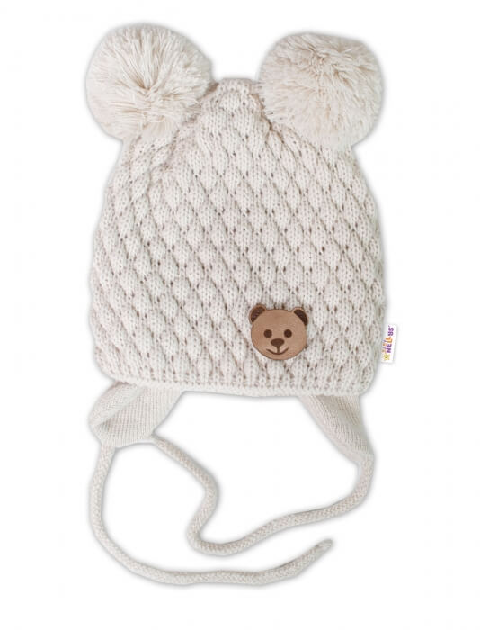 Zimná čiapka svetlo béžová - Teddy veľ. 3-6 mesiacov
