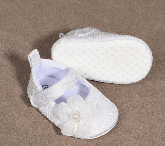 Sandalky pre novorodenca biele s kvietkom, veľ. 0-1 mesiac, dĺžka podrážky 9,5 cm