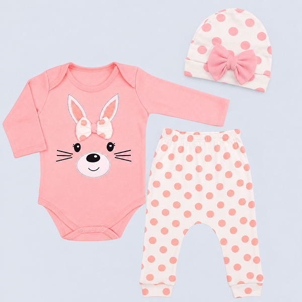 3 dielny set pre dievčatko v baby ružovej farbe, veľ. 68