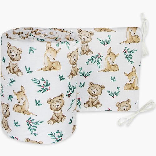 4 dielna sada do postieľky s baldachýnom biela s béžovou - Medveď a srnka