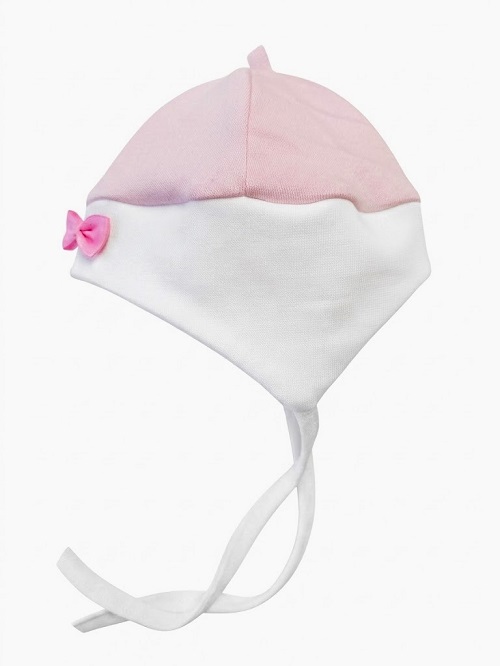 Bavlnená čiapka pre dievčatko biela s ružovou - viac veľkostí