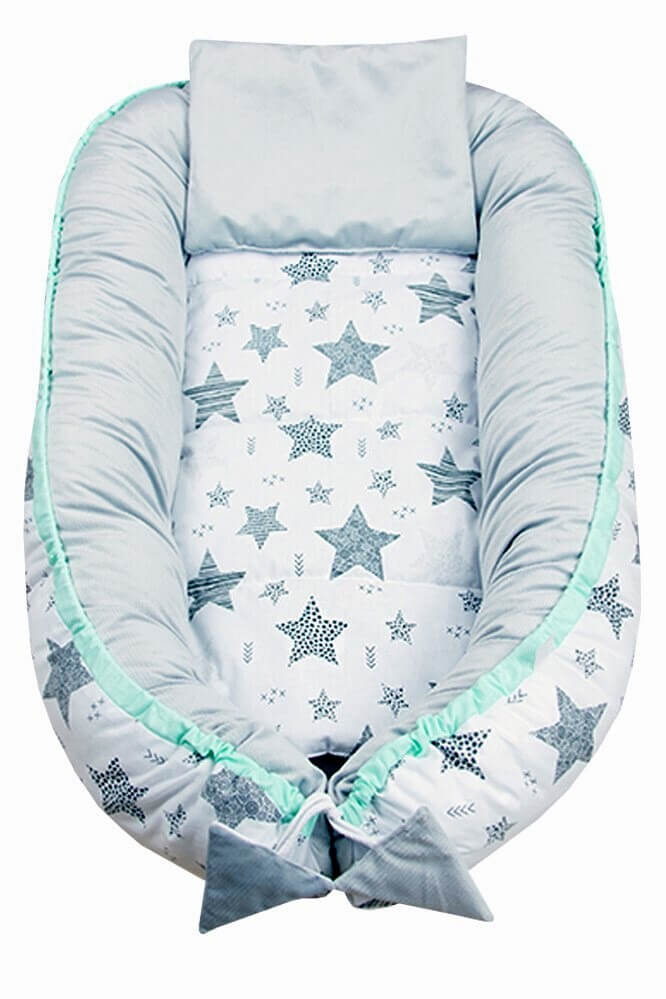 Obojstranné hniezdočko / kokon Velvet 5v1 sivé - New stars