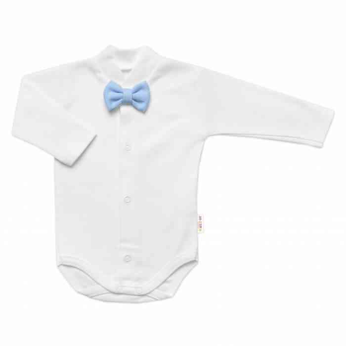 Bavlnená súprava Gentleman 3D, body, polodupačky s trakmi + čiapočka, modrá/biela - veľ. 62