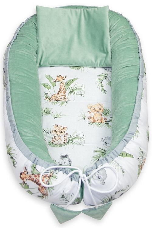 Obojstranné hniezdočko / kokon Velvet 5v1 šalvia - Safari
