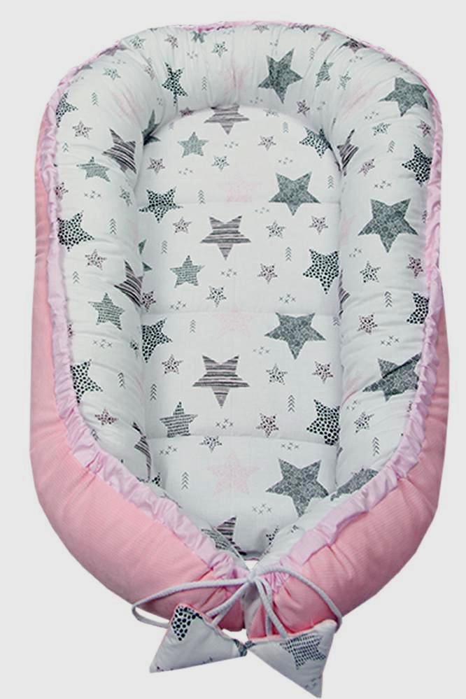 Obojstranné hniezdočko / kokon Velvet 5v1 ružové - New stars