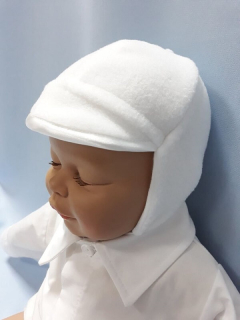Zimná flísová čiapka so šiltíkom biela, obvod hlavy 40 cm