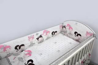 3 dielna sada (obliečky 120x90 cm+ mantinel 360 cm) biela so sivou - Baletka